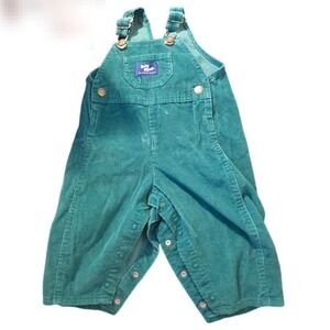 Baby OshKosh B'Gosh Corduroy Overalls 18M Green Adjustable Straps Snap Bottom